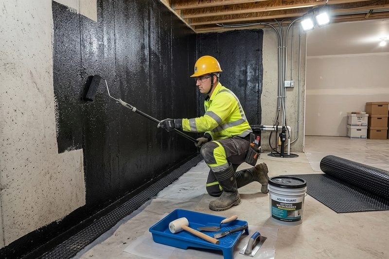 Basement waterproofing installation