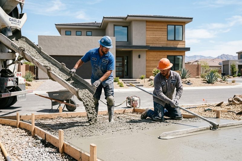 Concrete driveway residential home