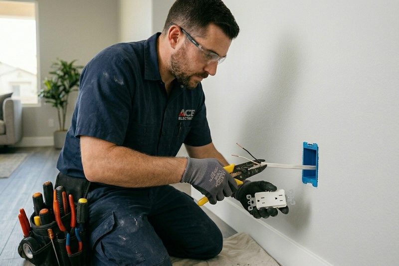 Electrician working on panel