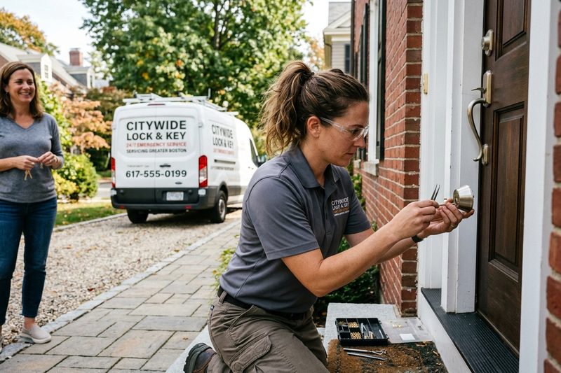 Locksmith rekeying door lock