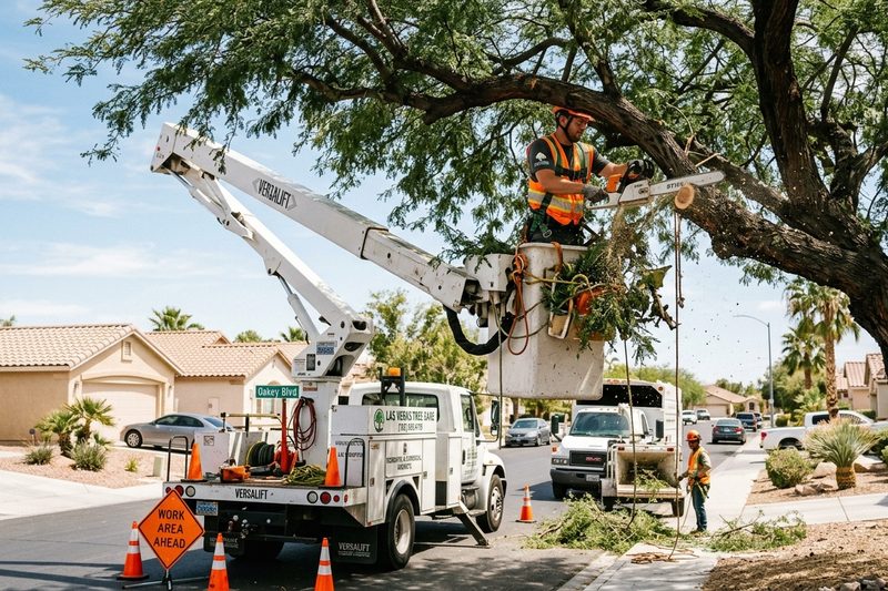 Arborist pruning tree branches