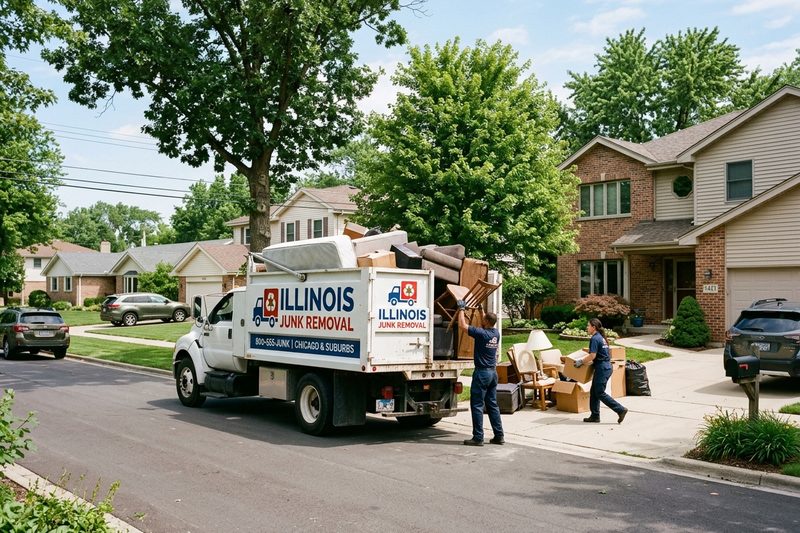 Junk removal trailer with debris